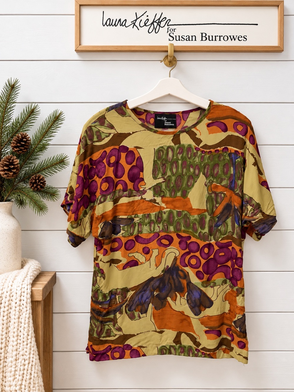 Laura Kieffer for Susan Burrowes Vintage Abstract Print Blouse – Size 12